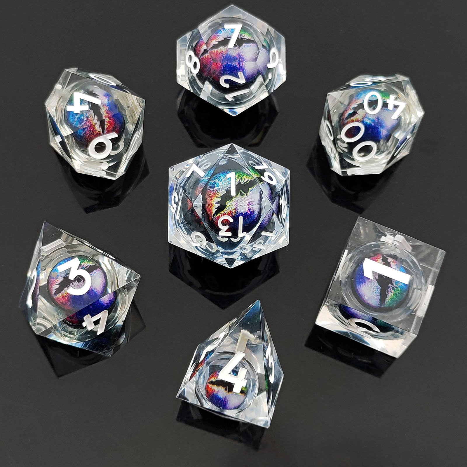 Dragon Eye Resin Dice – Movable Eye D20 Dice for COC, DND, Baldur’s Gate 3 TRPG