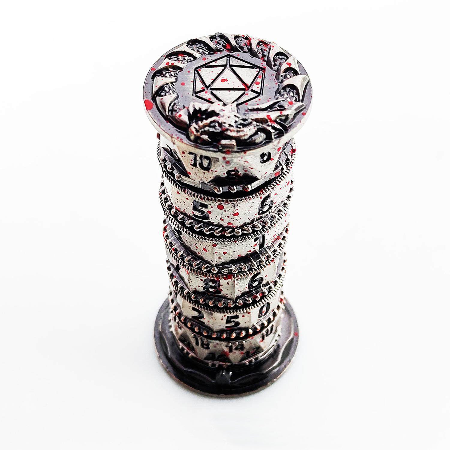Metal Tower Dice Set – 7-in-1 DND, COC, Dragon & Dungeon D20 Polyhedral Dice