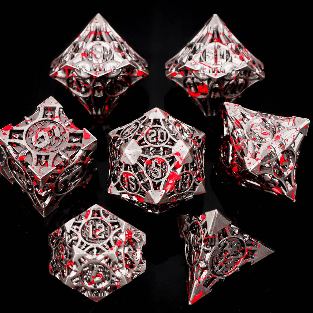 Bloodstain Solid Metal DND Dice Sharp Edges for TRPG