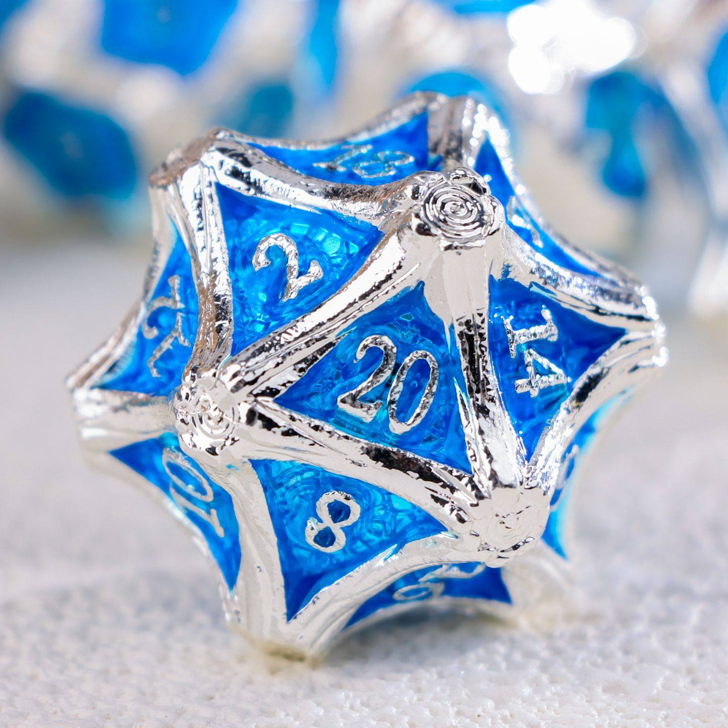 Solid Metal DND Dice – COC TRPG Polyhedral Dice with Deadwood Edge Design