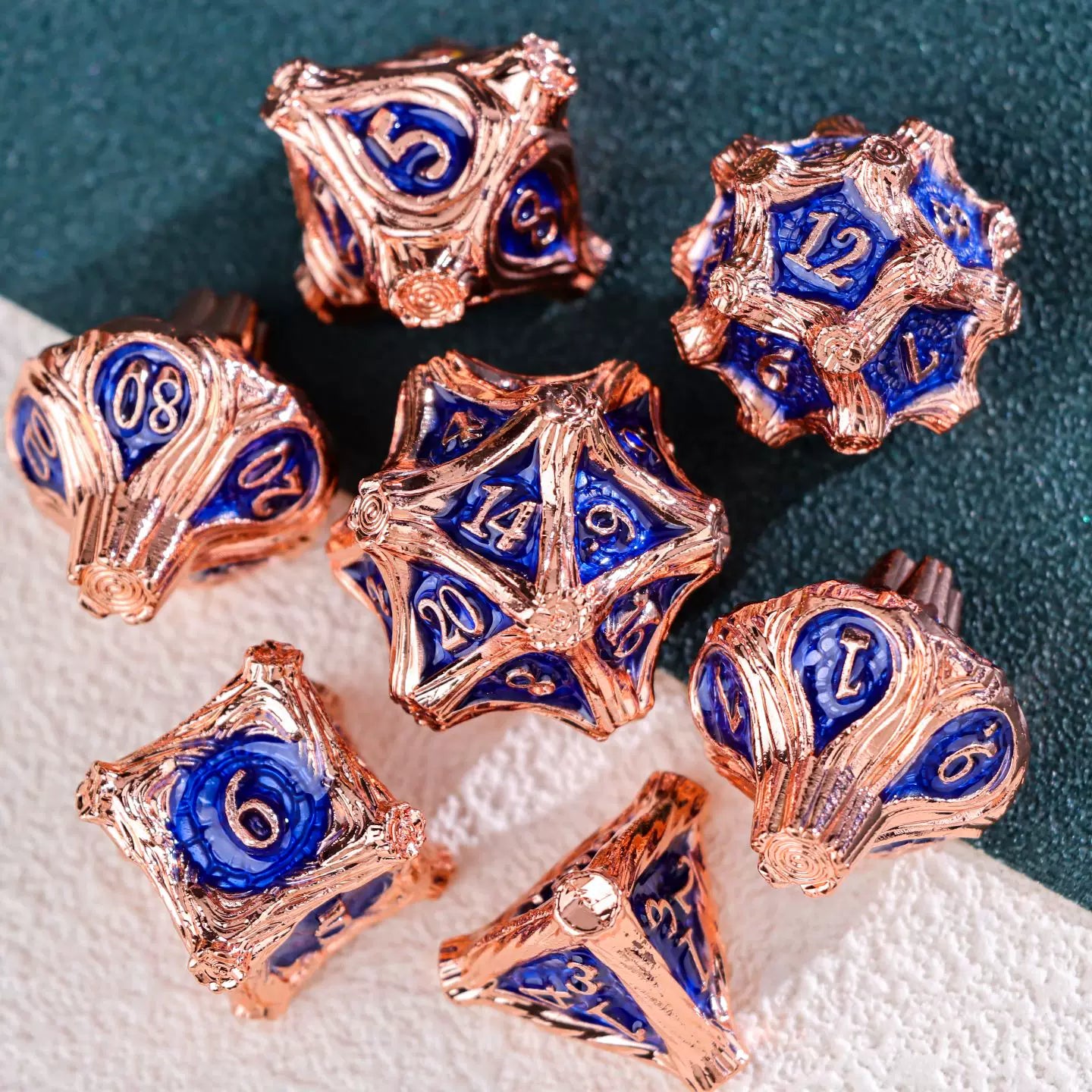 Solid Metal DND Dice – COC TRPG Polyhedral Dice with Deadwood Edge Design