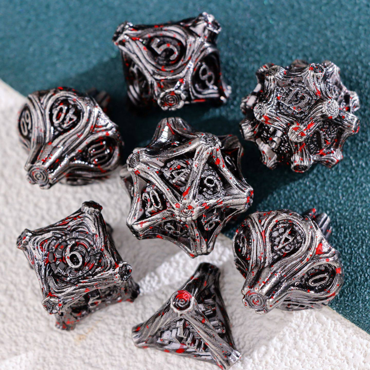 Solid Metal DND Dice – COC TRPG Polyhedral Dice with Deadwood Edge Design