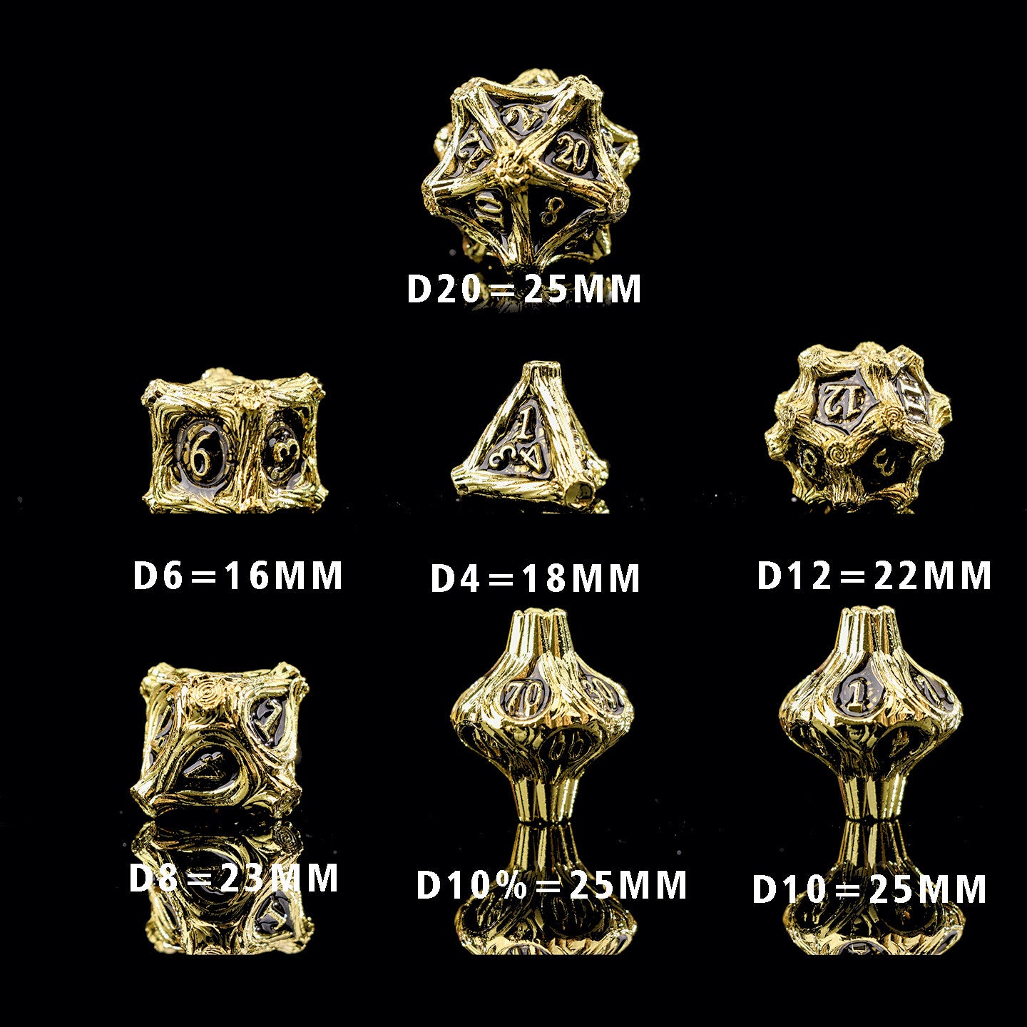 Solid Metal DND Dice – COC TRPG Polyhedral Dice with Deadwood Edge Design