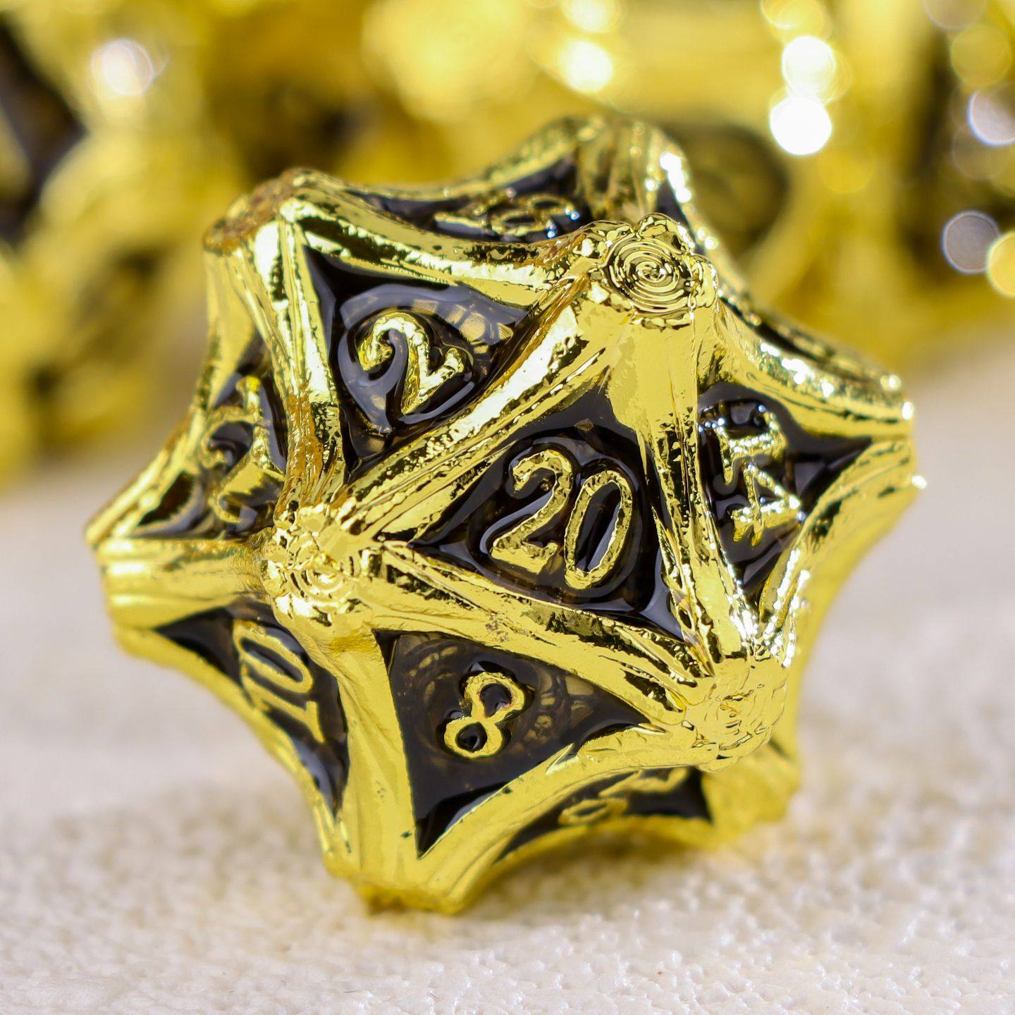 Solid Metal DND Dice – COC TRPG Polyhedral Dice with Deadwood Edge Design