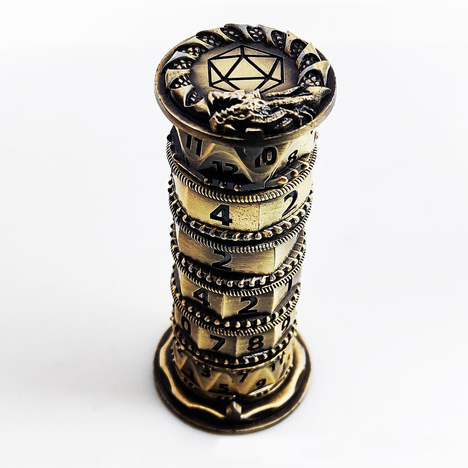 Metal Tower Dice Set – 7-in-1 DND, COC, Dragon & Dungeon D20 Polyhedral Dice