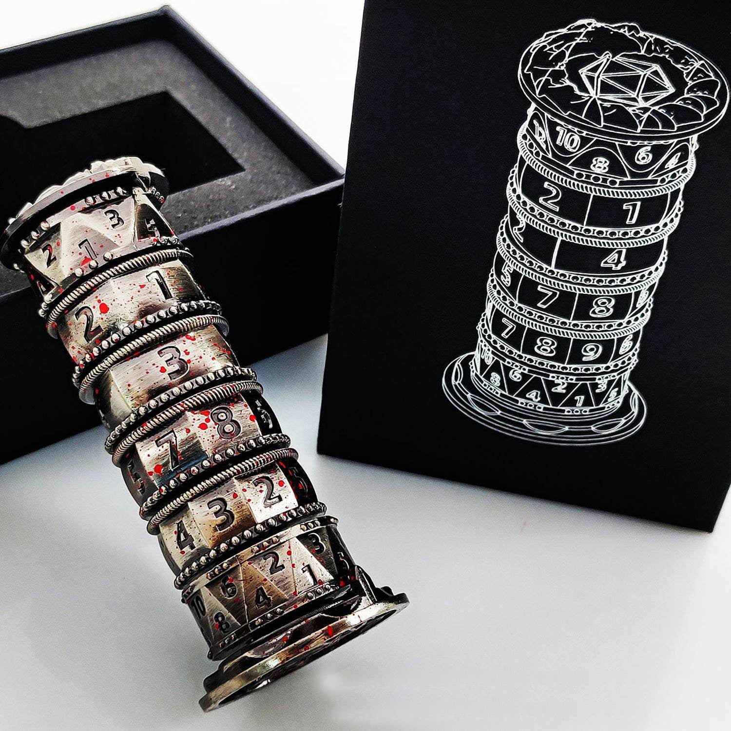 Metal Tower Dice Set – 7-in-1 DND, COC, Dragon & Dungeon D20 Polyhedral Dice