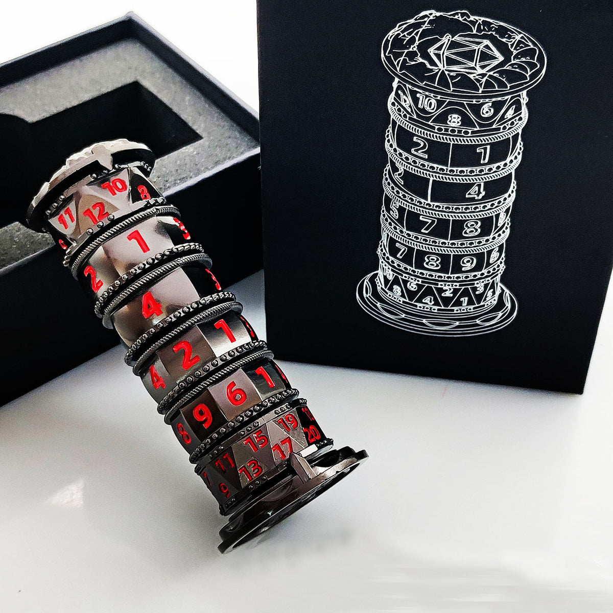 Metal Tower Dice Set – 7-in-1 DND, COC, Dragon & Dungeon D20 Polyhedral Dice