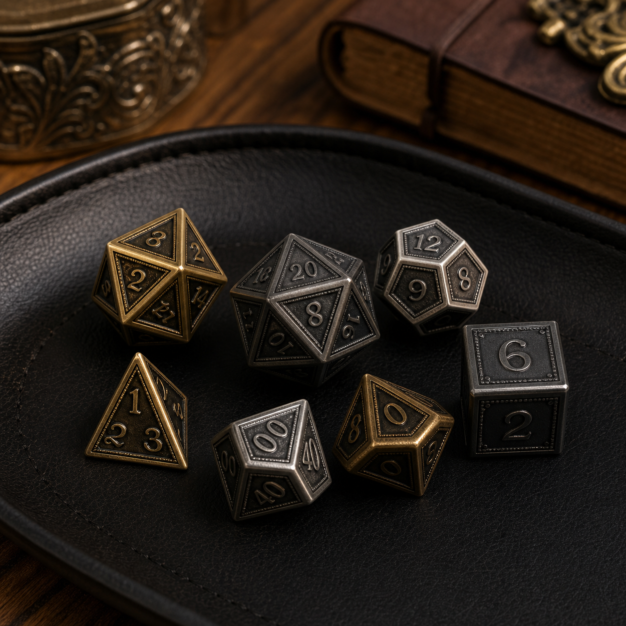 Metal RPG dice collection